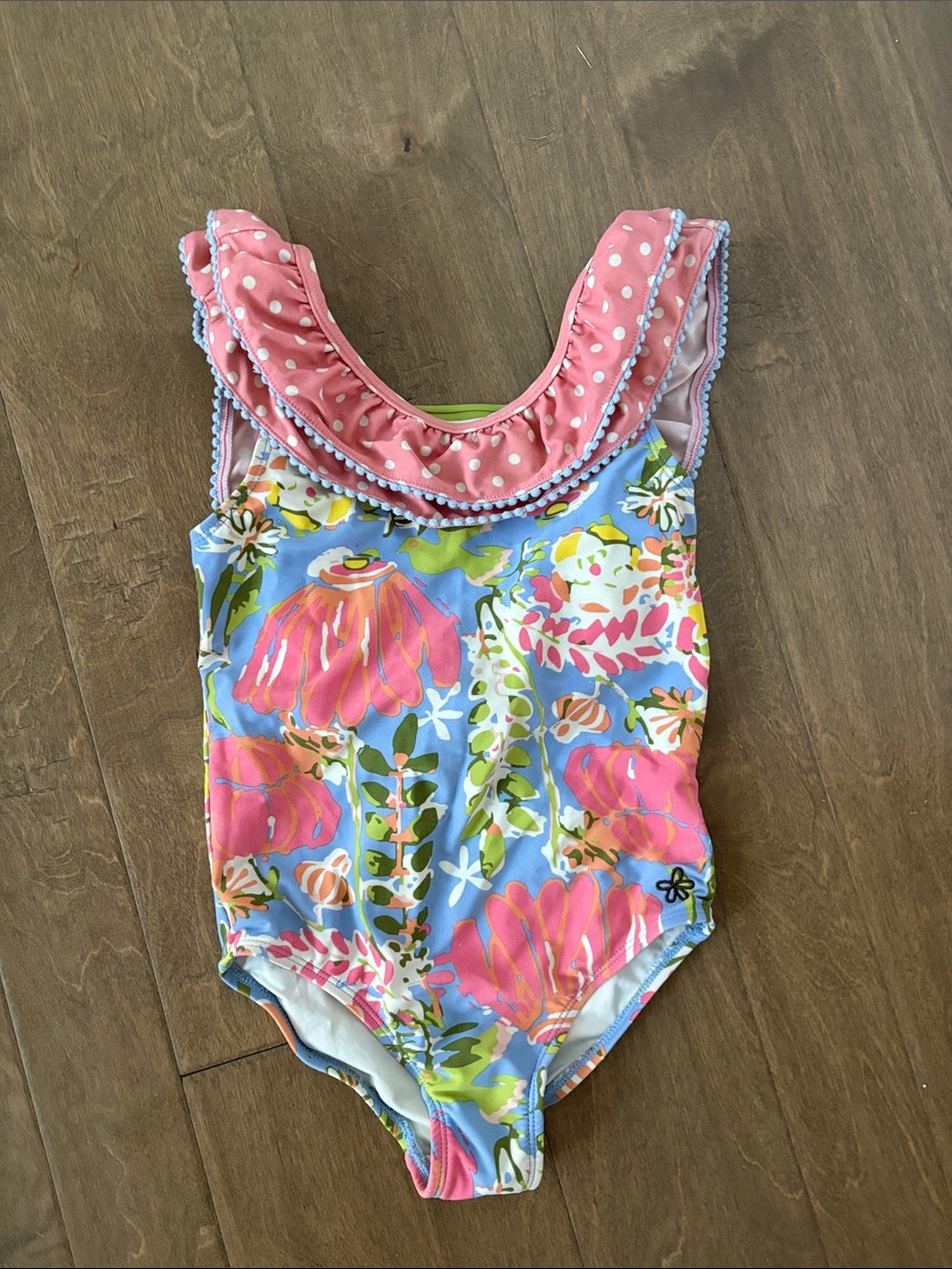 Matilda Jane Cool In the Pool One Piece Swimsuit Ruffle Collar Size 8